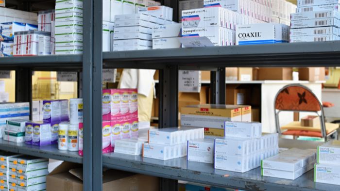 pharma boxes on the shelf